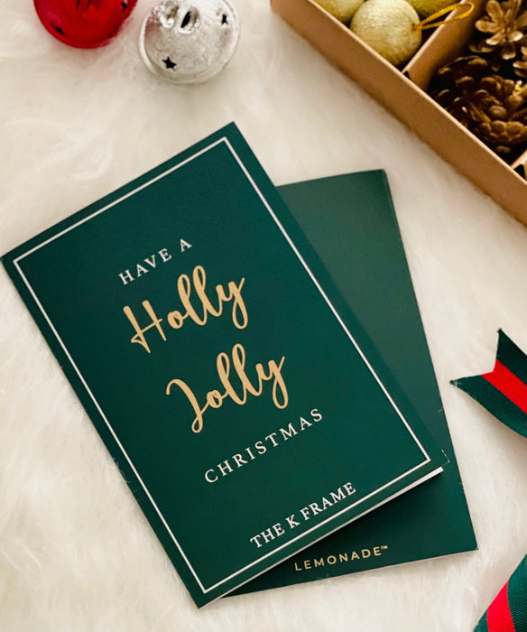 Personalized - Gold Printed Greeting Cards - Holly Jolly - LemonadeStationery