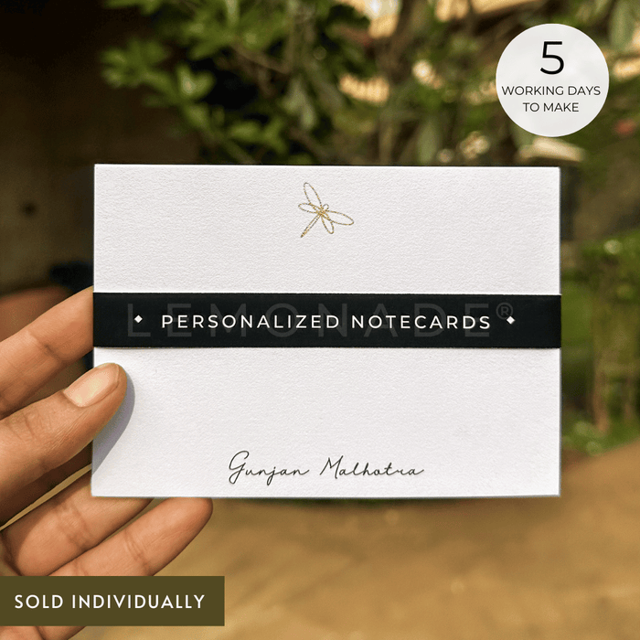 Personalized - Gold Printed Notecards - Dragonfly - LemonadeStationery