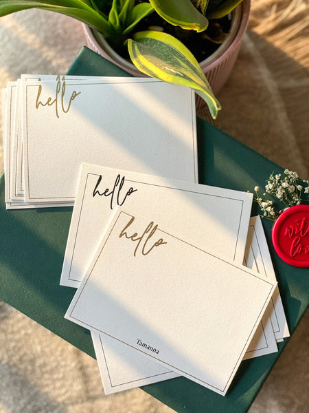 Personalized - Gold Printed Notecards - Hello - LemonadeStationery