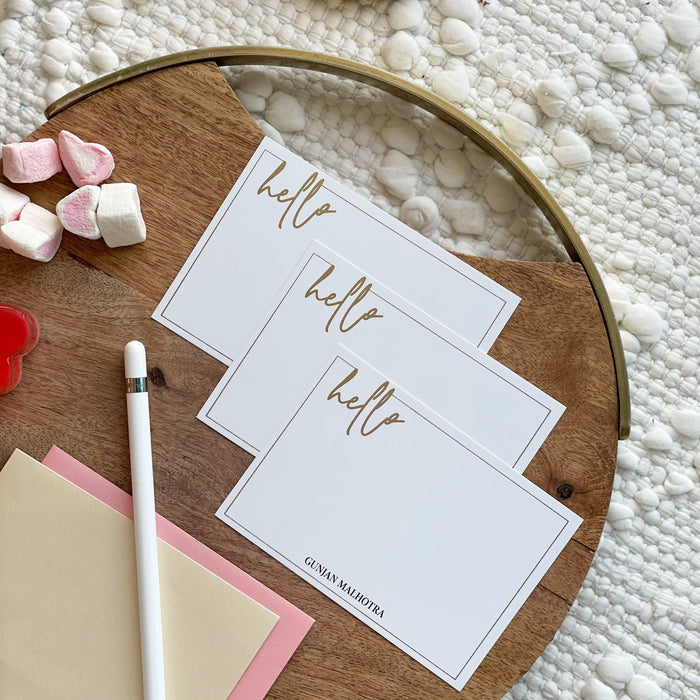 Personalized - Gold Printed Notecards - Hello - LemonadeStationery