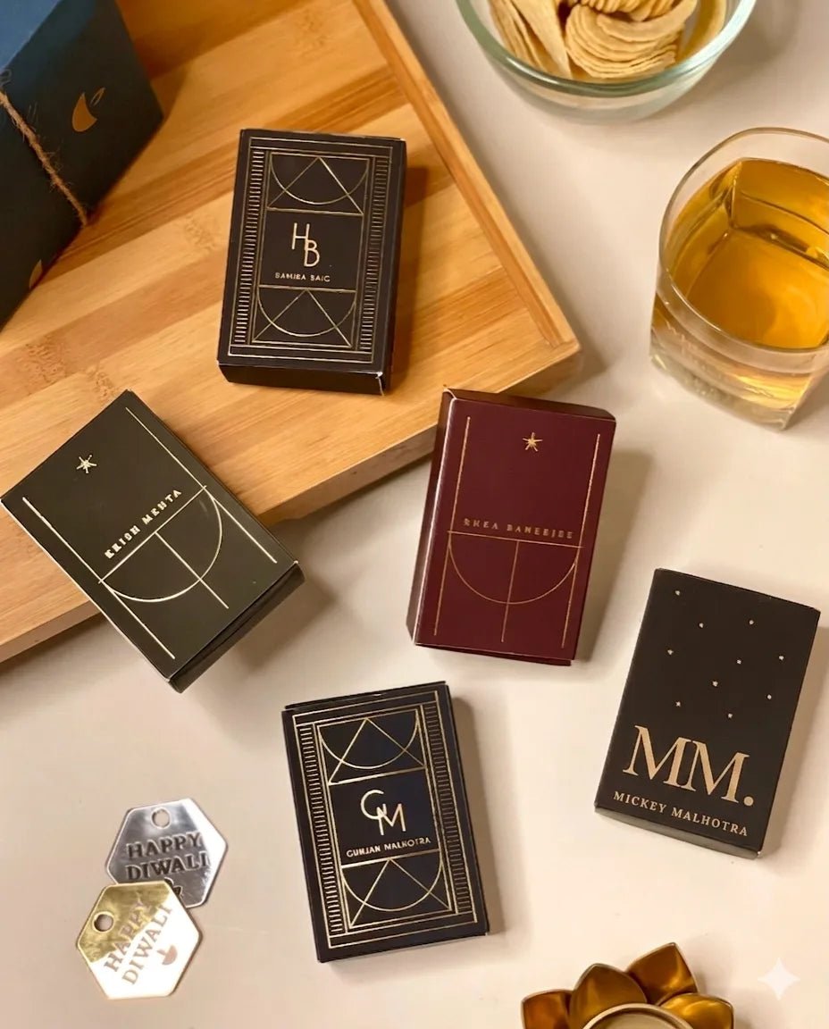 Collection of branded playing card boxes
