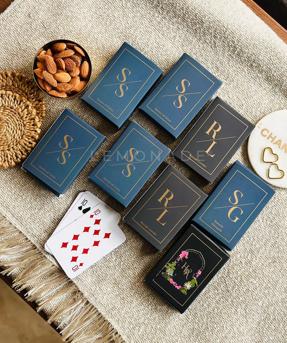 Personalized - Gold Printed Playing Cards - Matte Finish - Initial - Black - LemonadeLuxe Gifting