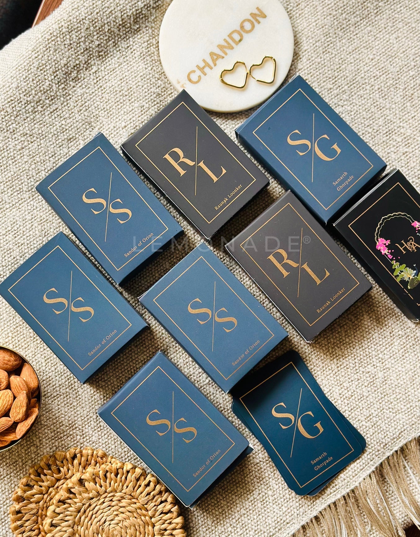 Personalized - Gold Printed Playing Cards - Matte Finish - Initial - Black - LemonadeLuxe Gifting