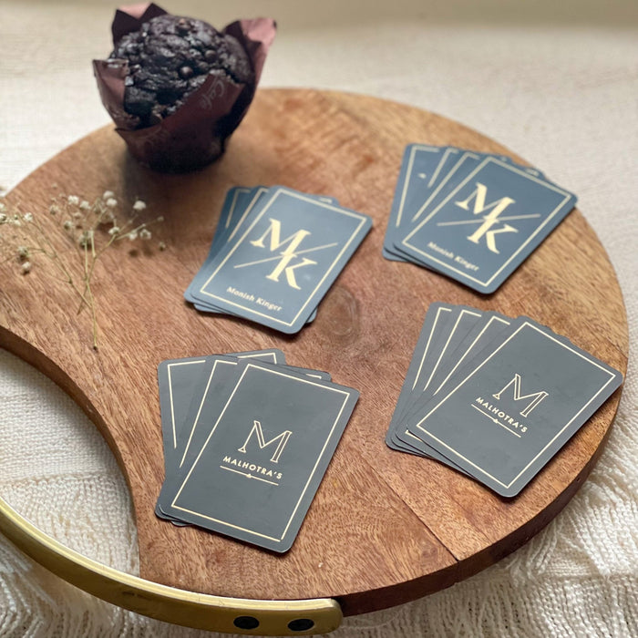 Personalized - Gold Printed Playing Cards - Matte Finish - Initial - Blue - LemonadeLuxe Gifting