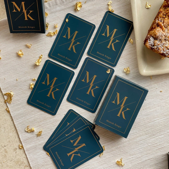 Personalized - Gold Printed Playing Cards - Matte Finish - Initial - Blue - LemonadeLuxe Gifting