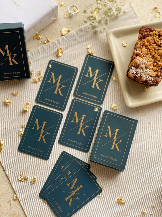 Personalized - Gold Printed Playing Cards - Matte Finish - Initial - Blue - LemonadeLuxe Gifting