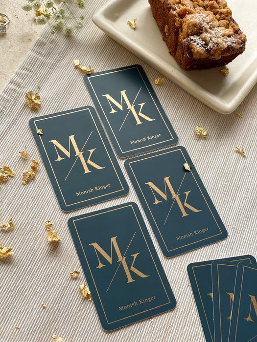 Personalized - Gold Printed Playing Cards - Matte Finish - Initial - Blue - LemonadeLuxe Gifting