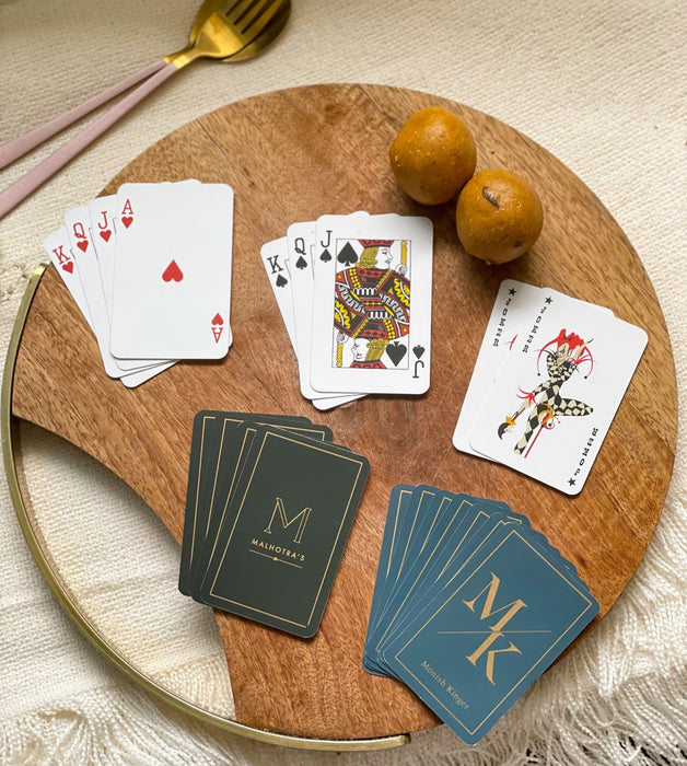 Personalized - Gold Printed Playing Cards - Matte Finish - Initial - Blue - LemonadeLuxe Gifting