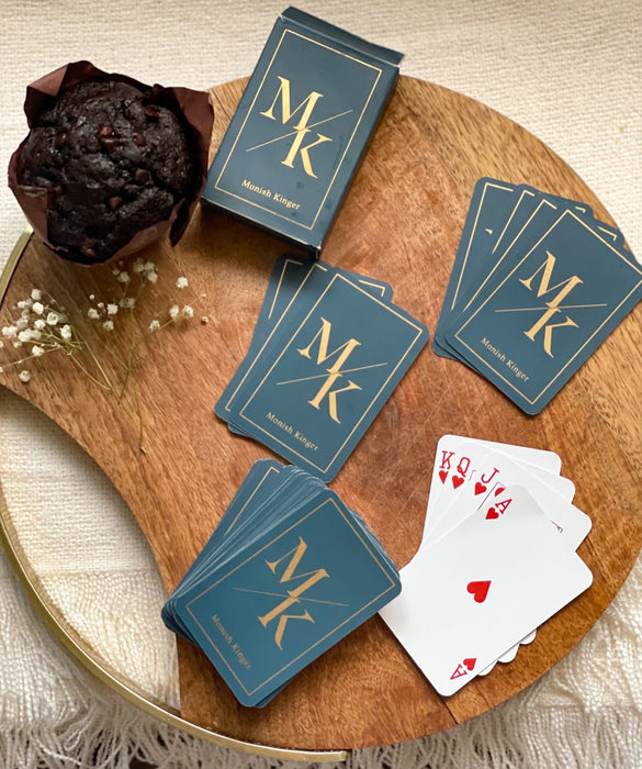 Personalized - Gold Printed Playing Cards - Matte Finish - Initial - Blue - LemonadeLuxe Gifting