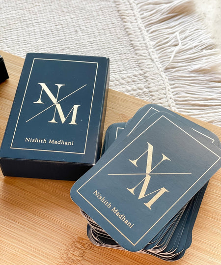 Personalized - Gold Printed Playing Cards - Matte Finish - Initial - Blue - LemonadeLuxe Gifting