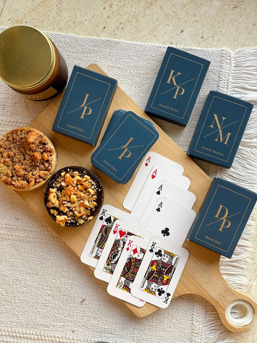 Personalized - Gold Printed Playing Cards - Matte Finish - Initial - Blue - LemonadeLuxe Gifting