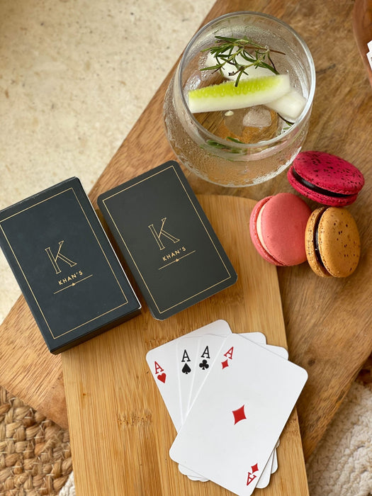 Personalized - Gold Printed Playing Cards - Matte Finish - Monogram - Black - LemonadeLuxe Gifting