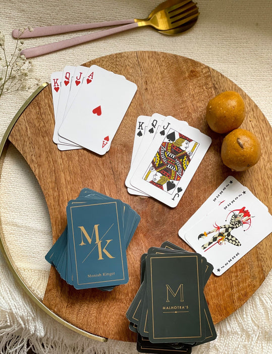 Personalized - Gold Printed Playing Cards - Matte Finish - Monogram - Black - LemonadeLuxe Gifting