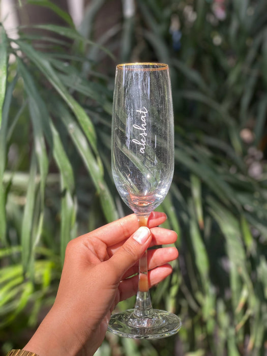 Personalized - Gold Rim Champagne Flutes - Set of 2 - LemonadeHome