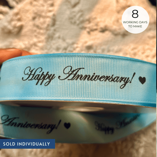 Personalized grosgrain ribbon in vibrant colors for gifts, celebrations, and special events. Baby Blue - LemonadeStationery