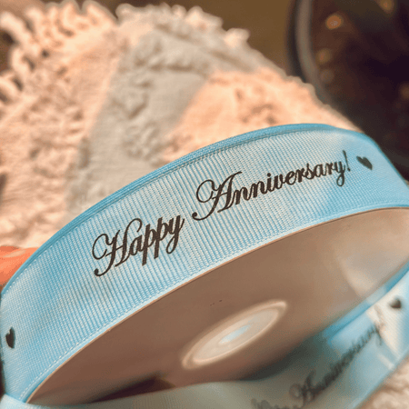 Personalized grosgrain ribbon in vibrant colors for gifts, celebrations, and special events. Baby Blue - LemonadeStationery