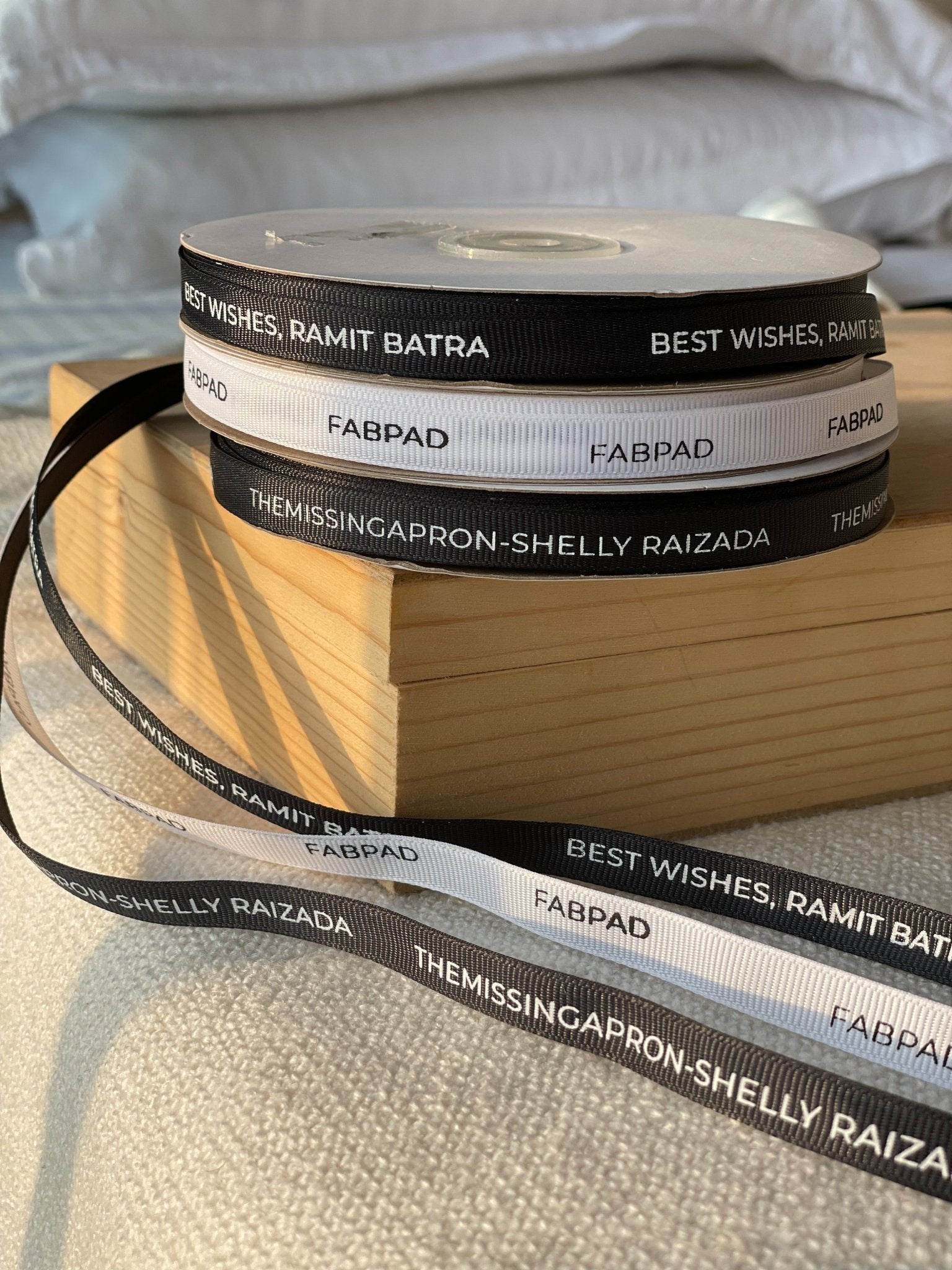 Personalized grosgrain ribbon in vibrant colors for gifts, branding, celebrations, and special events. Black- Lemonade Stationery 