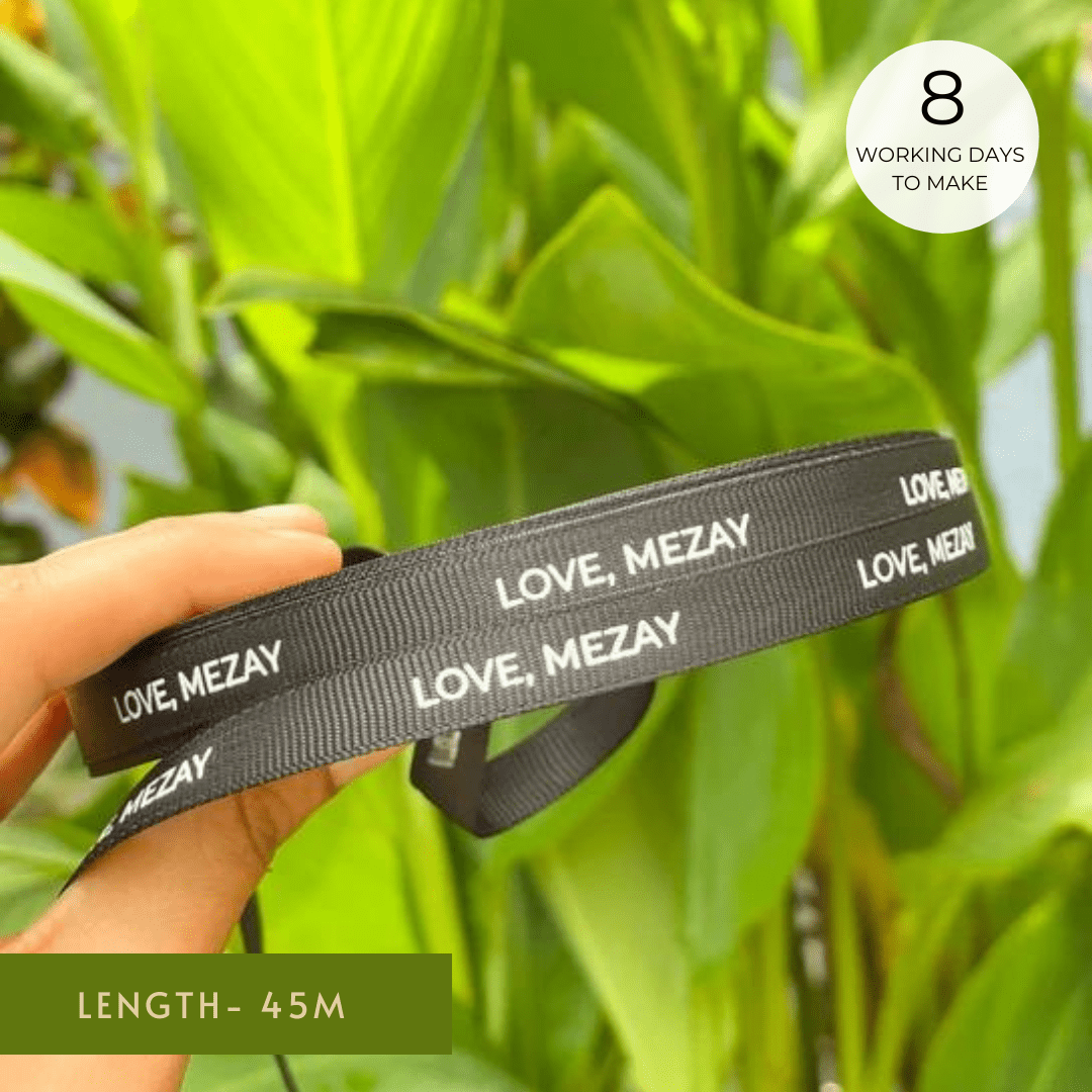 Personalized grosgrain ribbon in vibrant colors for gifts, branding, celebrations, and special events. Black- Lemonade Stationery 