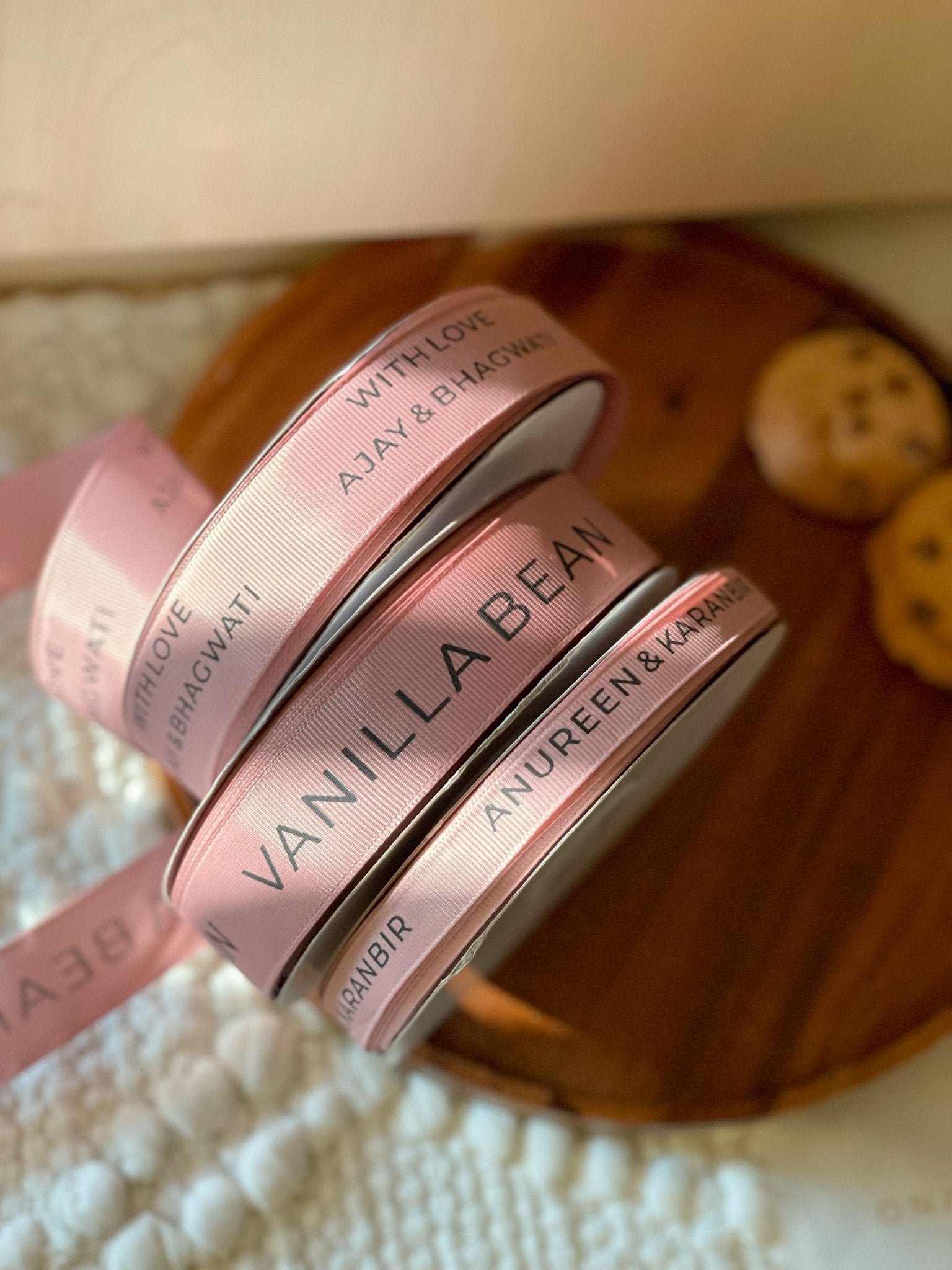 Personalized grosgrain ribbon in vibrant colors for gifts, branding, celebrations, and special events. Carnation pink- Lemonade Stationery 