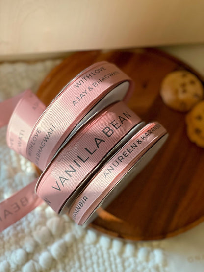Personalized grosgrain ribbon in vibrant colors for gifts, branding, celebrations, and special events. Carnation pink- Lemonade Stationery 