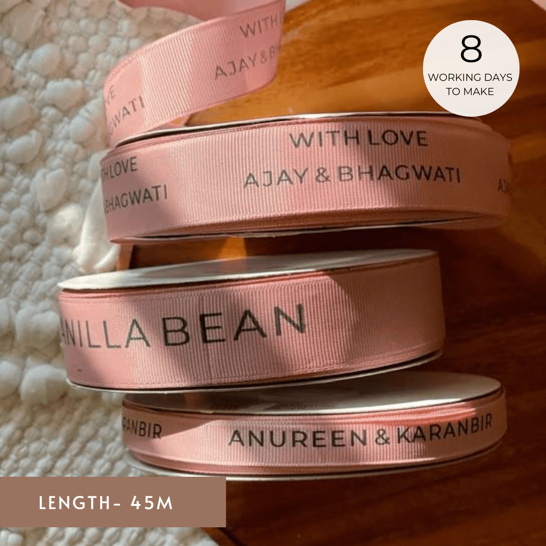 Personalized grosgrain ribbon in vibrant colors for gifts, branding, celebrations, and special events. Carnation pink- Lemonade Stationery 