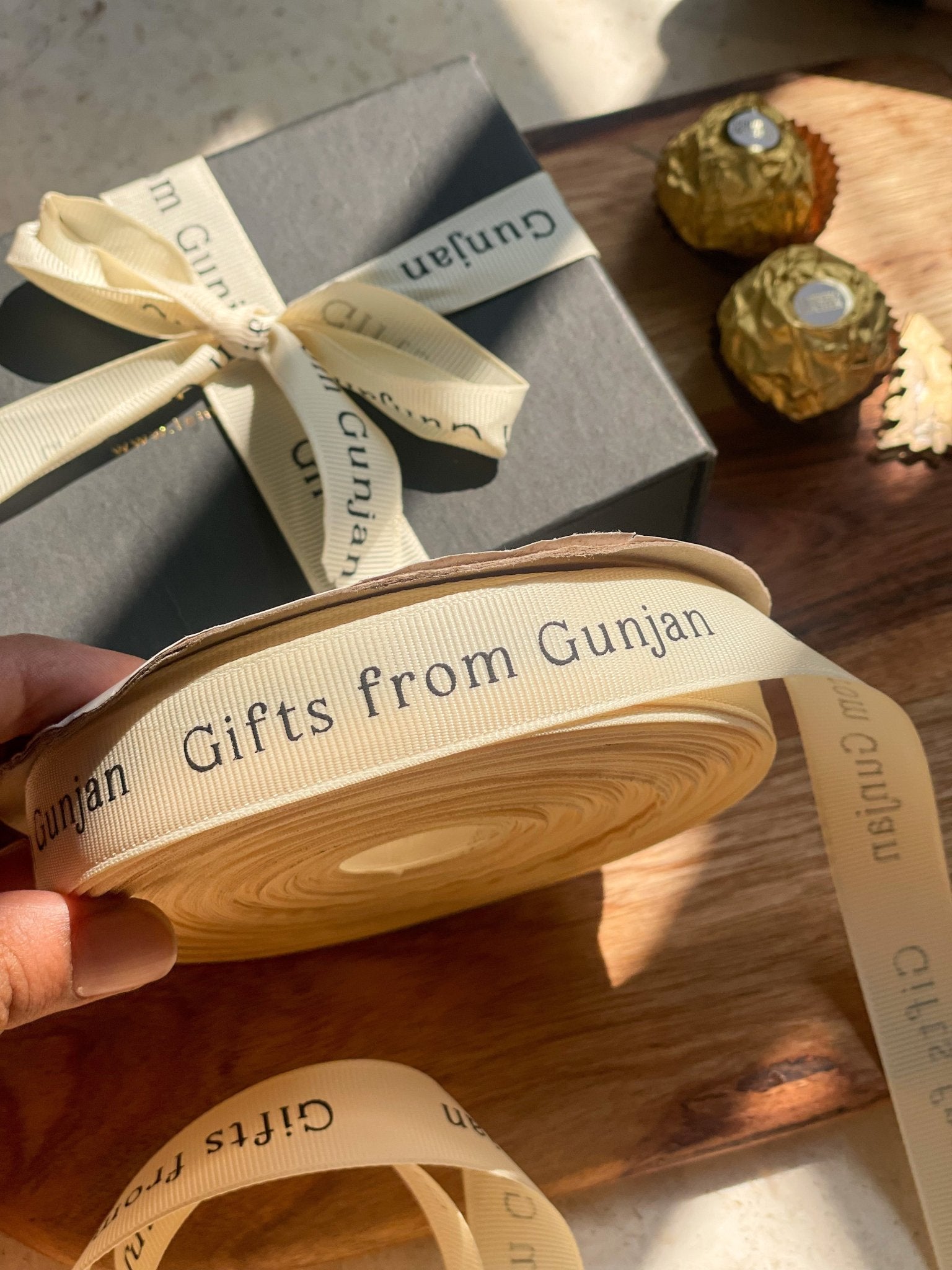 Personalized grosgrain ribbon in vibrant colors for gifts, branding, celebrations, and special events.
 Cream - LemonadeStationery
