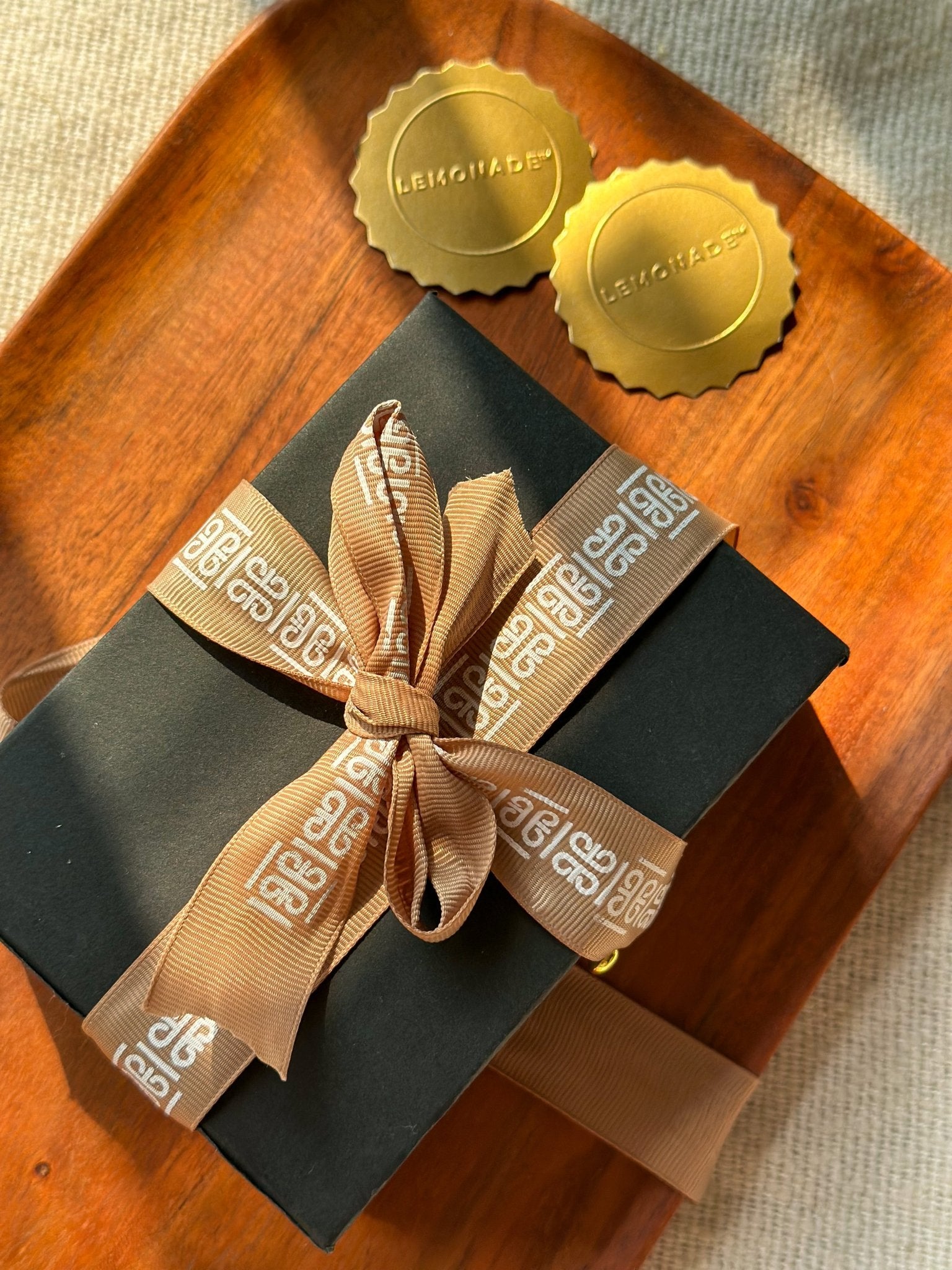 Personalized Gold Grosgrain Ribbon | Custom Gift Ribbon - Lemonade