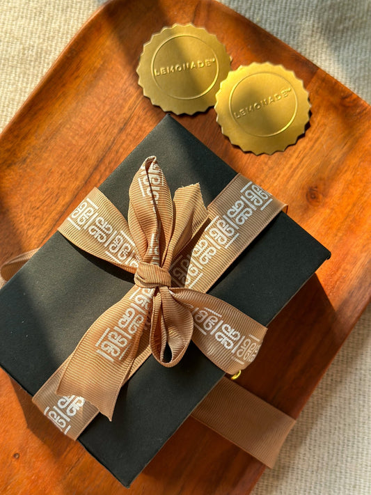 Personalized grosgrain ribbon in vibrant colors for gifts, celebrations, and special events. 
Gold - LemonadeStationery