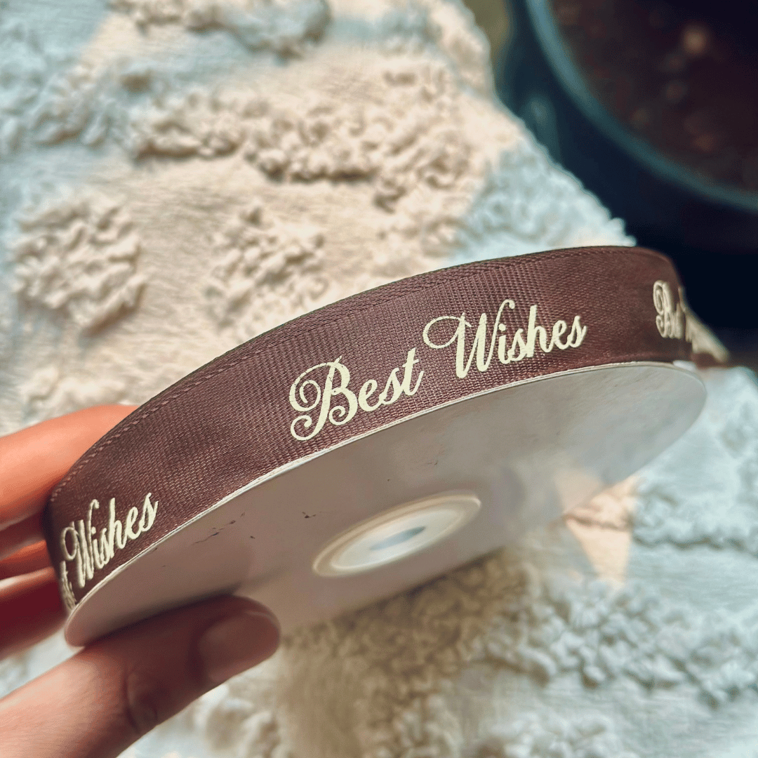 Personalized grosgrain ribbon in vibrant colors for gifts, celebrations, and special events. 
Mocha Mousse - LemonadeStationery
