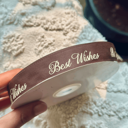 Personalized grosgrain ribbon in vibrant colors for gifts, celebrations, and special events. 
Mocha Mousse - LemonadeStationery
