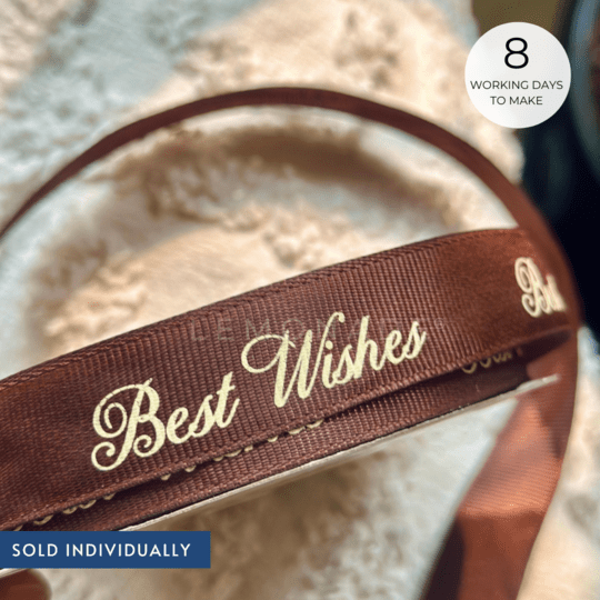 Personalized grosgrain ribbon in vibrant colors for gifts, celebrations, and special events.  
Mocha Mousse - LemonadeStationery