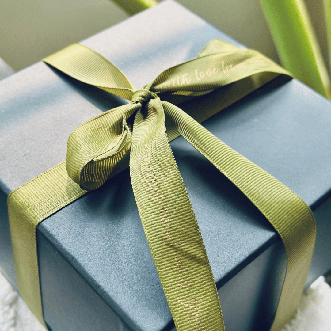 Personalized grosgrain ribbon in vibrant colors for gifts, celebrations, and special events. Olive Green - LemonadeStationery