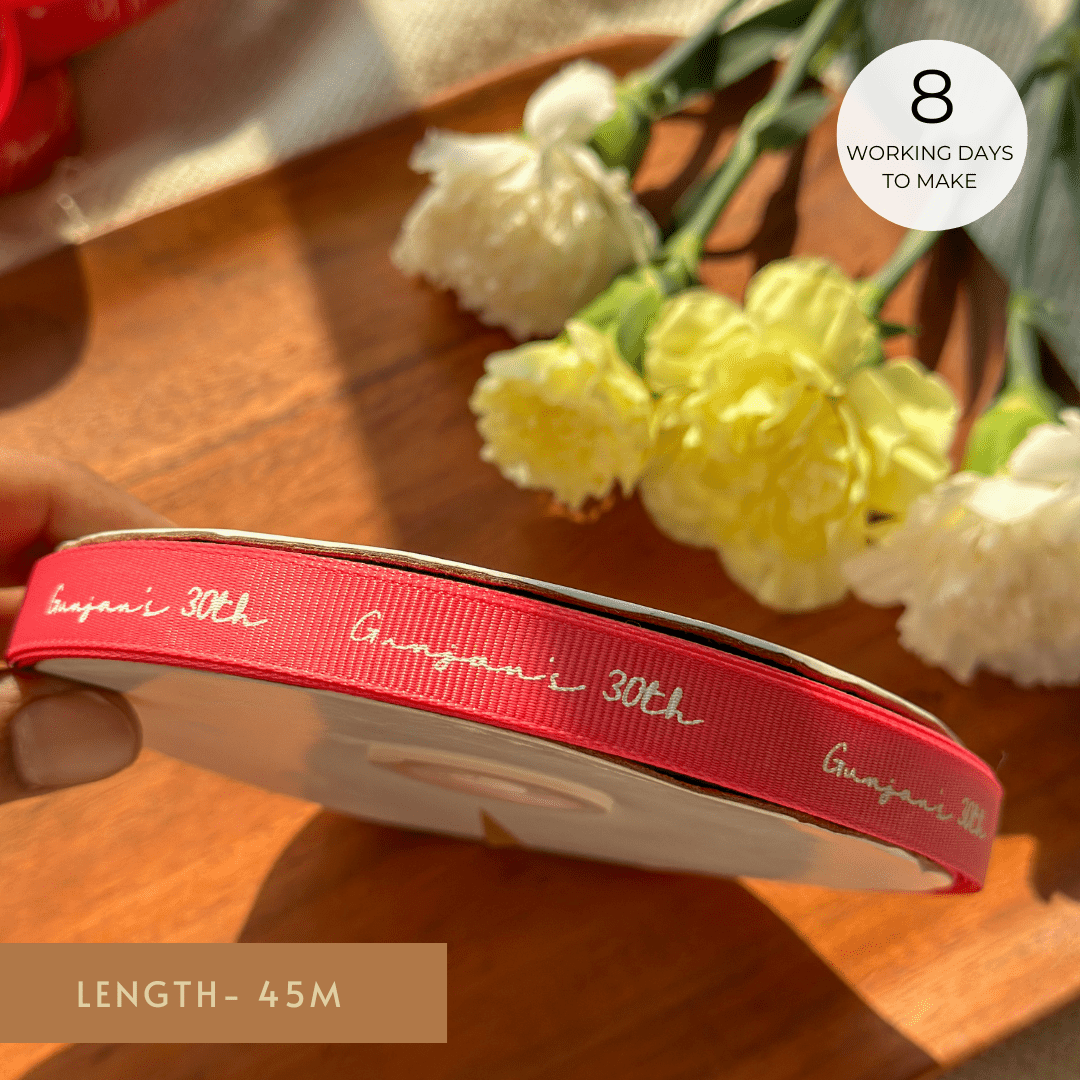 Personalized grosgrain ribbon in vibrant colors for gifts, celebrations, and special events.
Pink - 13mm - LemonadeStationery