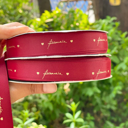 Personalized grosgrain ribbon in vibrant colors for gifts, branding, celebrations, and special events.
Wine - LemonadeStationery
