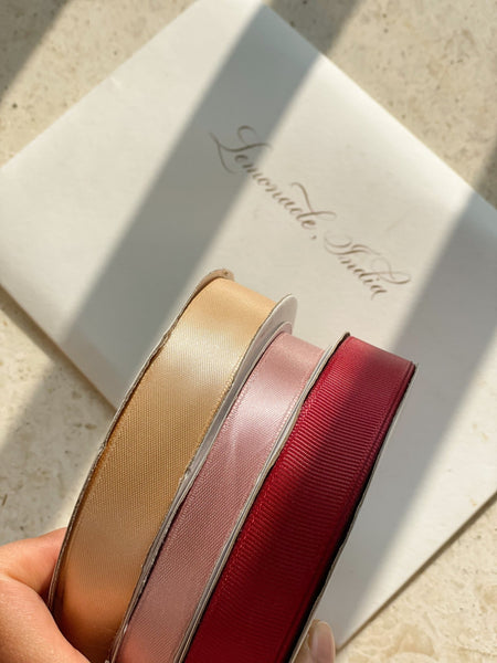 Personalized grosgrain ribbon in vibrant colors for gifts, branding, celebrations, and special events.
Wine - LemonadeStationery