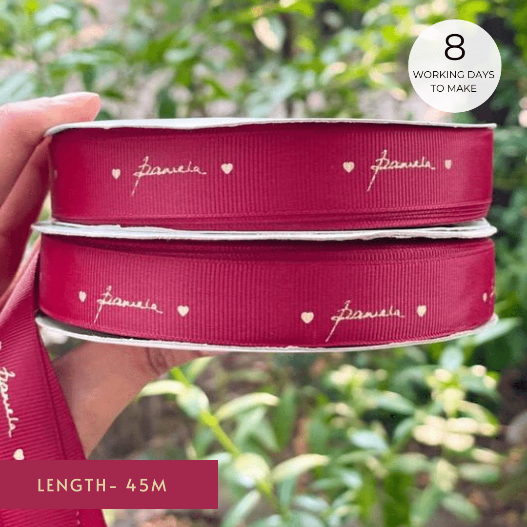 Personalized grosgrain ribbon in vibrant colors for gifts, branding, celebrations, and special events 
Wine - LemonadeStationery