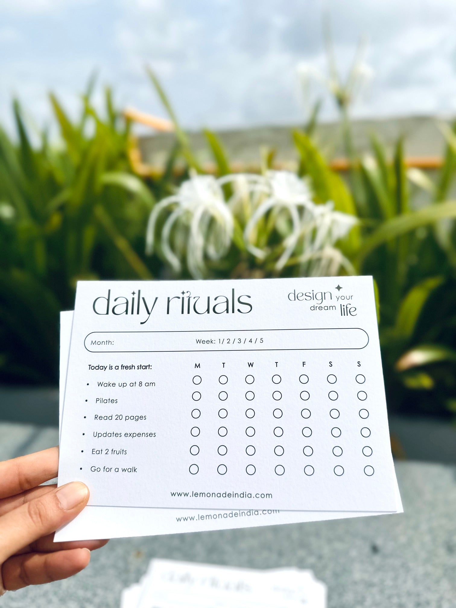 minimal design daily rituals card for building habits