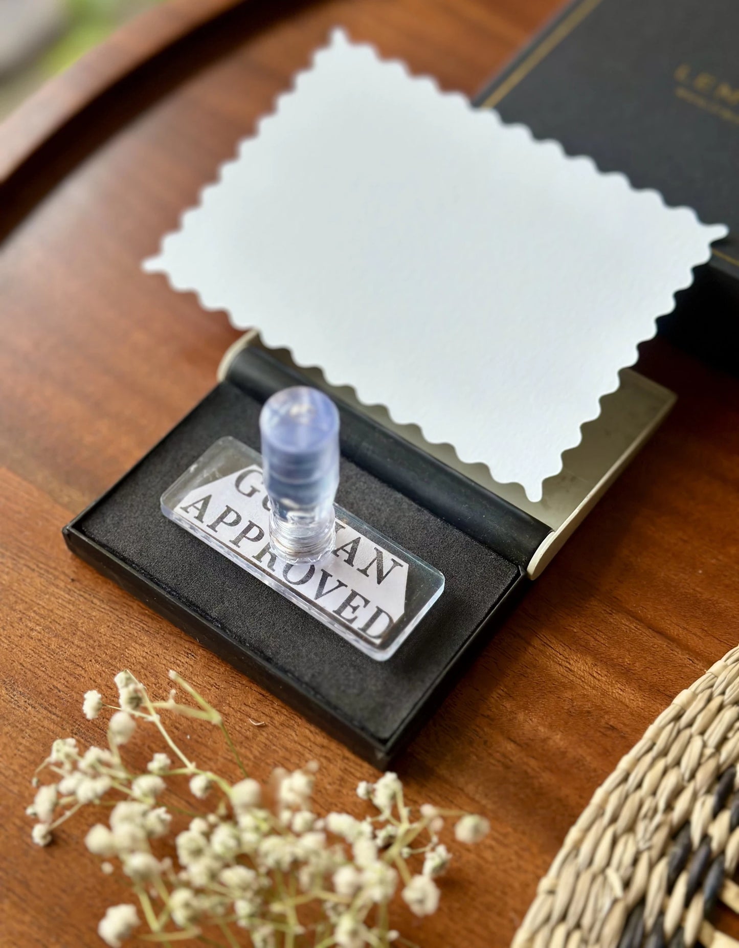 Personalized hand carved acrylic stamp with custom design
