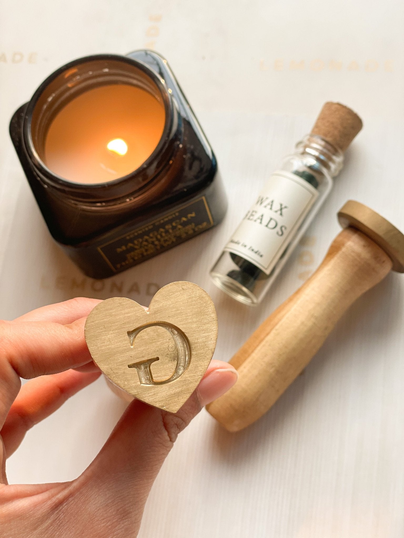 Personalized Heart Wax Seal Stamp - Monogram - Prepaid Orders Only - LemonadeCustom Stamps