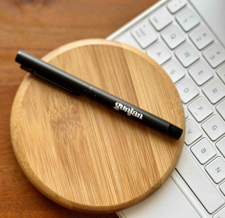 Custom engraved name pen in blue ink