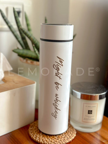 Personalized - Insulated Temperature Bottle - with Inbuilt Infuser - White - LemonadeHome