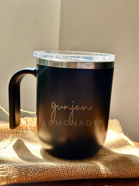 Personalized Insulated Travel Mug - Timeless - Cursive - LemonadeHome