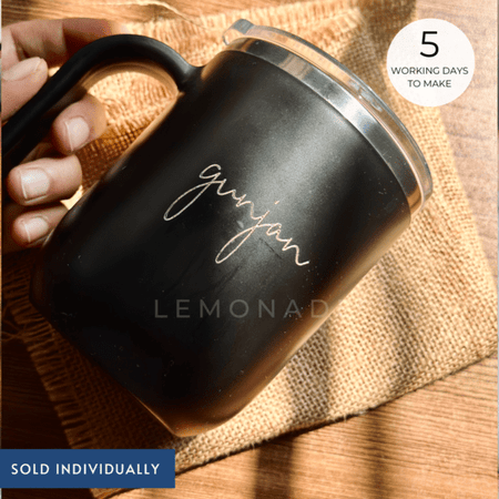 Personalized Insulated Travel Mug - Timeless - Cursive - LemonadeHome