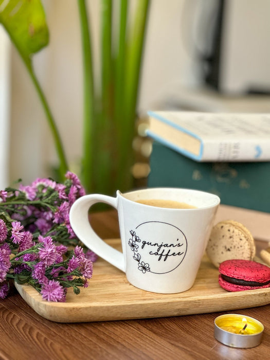 Personalized - Latte Mug - Floral Cursive - LemonadeHome