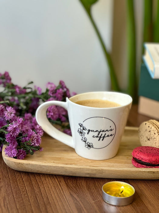 Personalized - Latte Mug - Floral Cursive - LemonadeHome