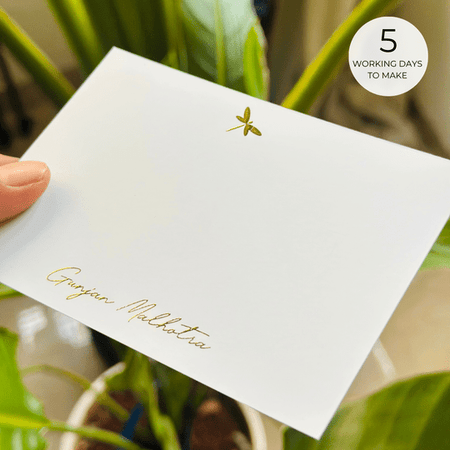 Personalized - Luxe Gold Foil Notecards - Dragonfly - Set of 50 - LemonadeStationery