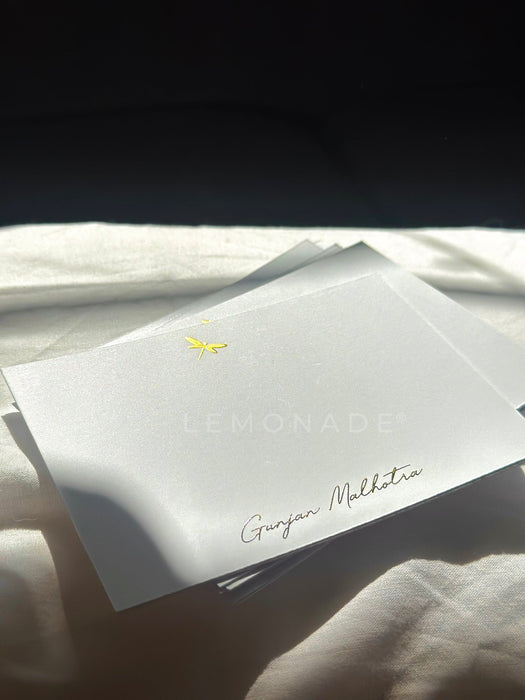 Personalized - Luxe Gold Foil Notecards - Dragonfly - Set of 50 - LemonadeStationery