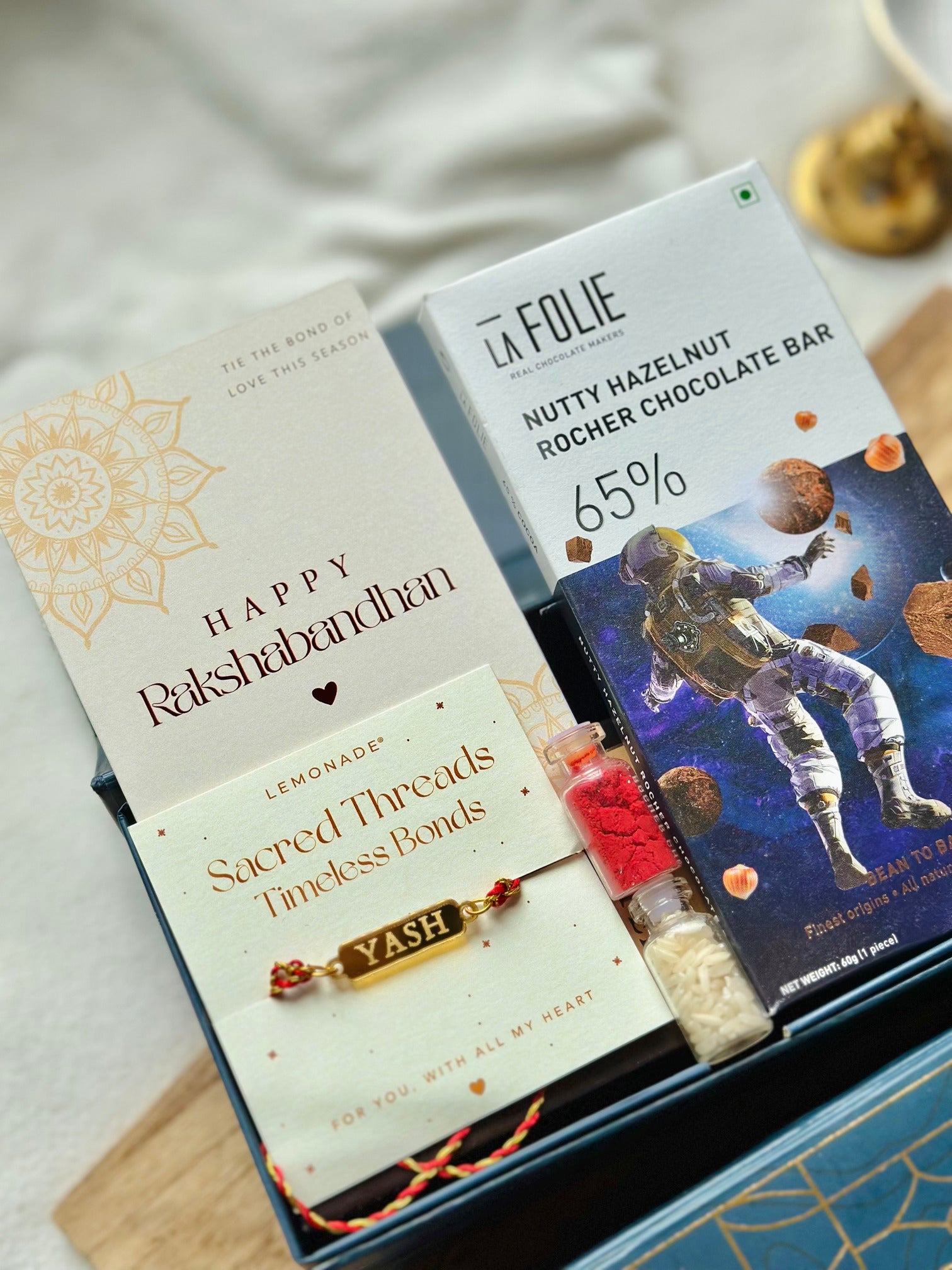 Personalized - Make your own Hamper Box - Acrylic Rakhi - LemonadeLuxe Gifting