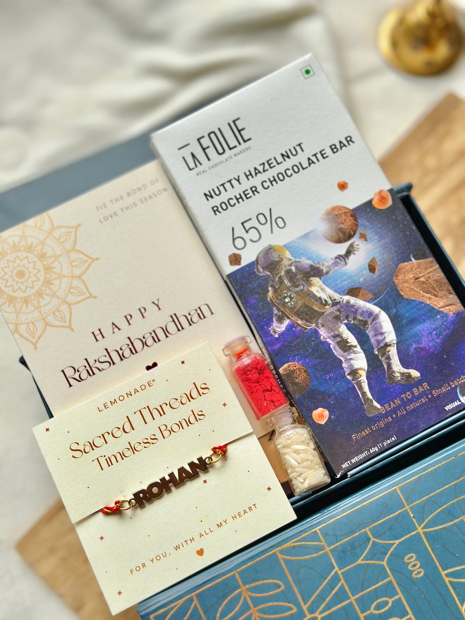 Personalized - Make your own Hamper Box - Metal Rakhi - LemonadeLuxe Gifting