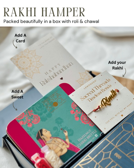 Personalized - Make your own Hamper Box - Metal Rakhi - LemonadeLuxe Gifting